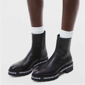 Alexander Wang Sanford Lug-Sole Black Leather Boots Size: US7,5 EU37,5